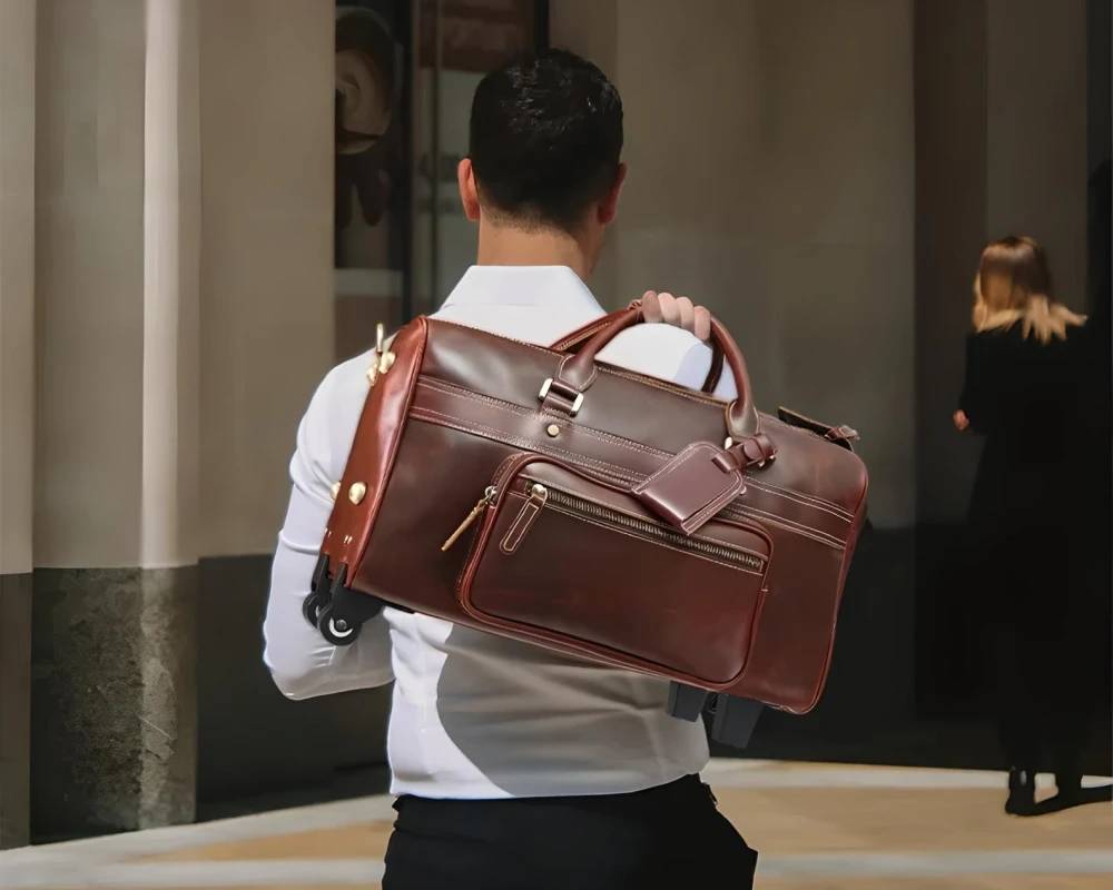 leather garment bag carry on
